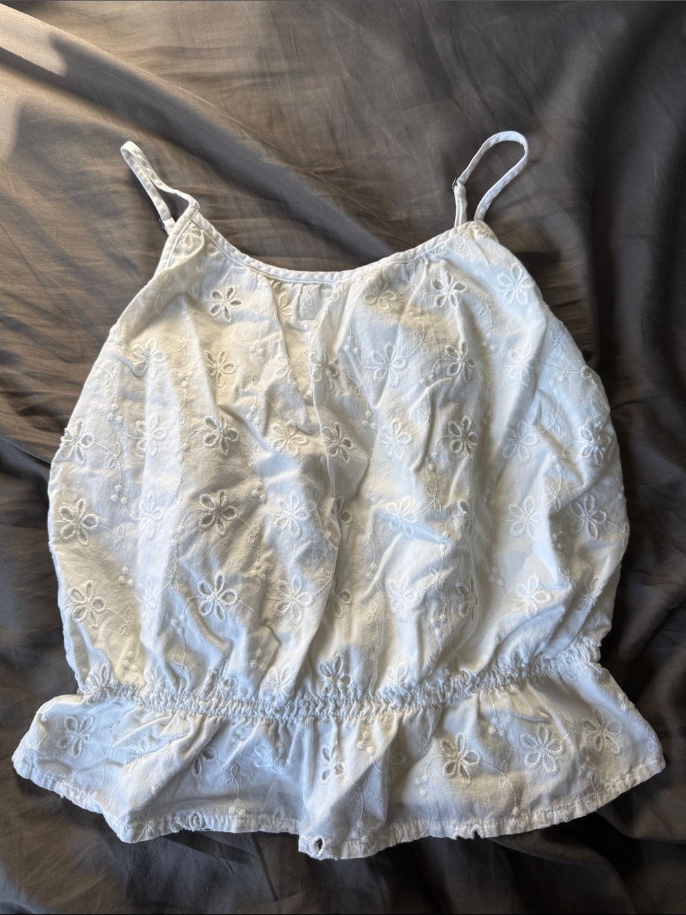 abercrombie kids White Eyelet Floral Camisole